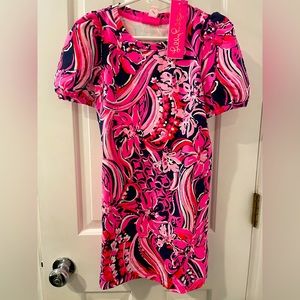 Brand new girls Lilly Pulitzer Low Tides Navy Flirty Fins and Feather dress.